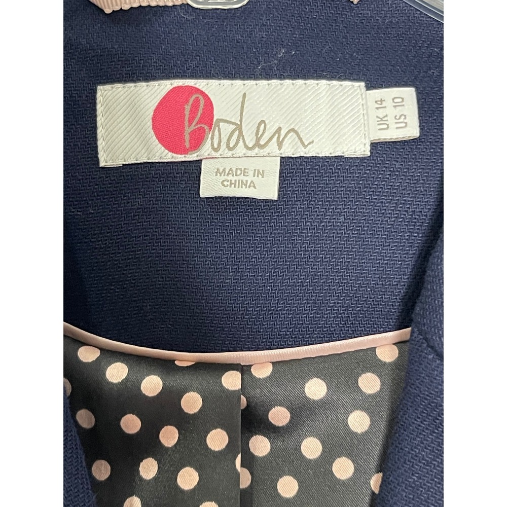 Boden Women's Size 10 Navy Blue Double Breasted Crest Button Blazer NWT - Picture 8 of 12